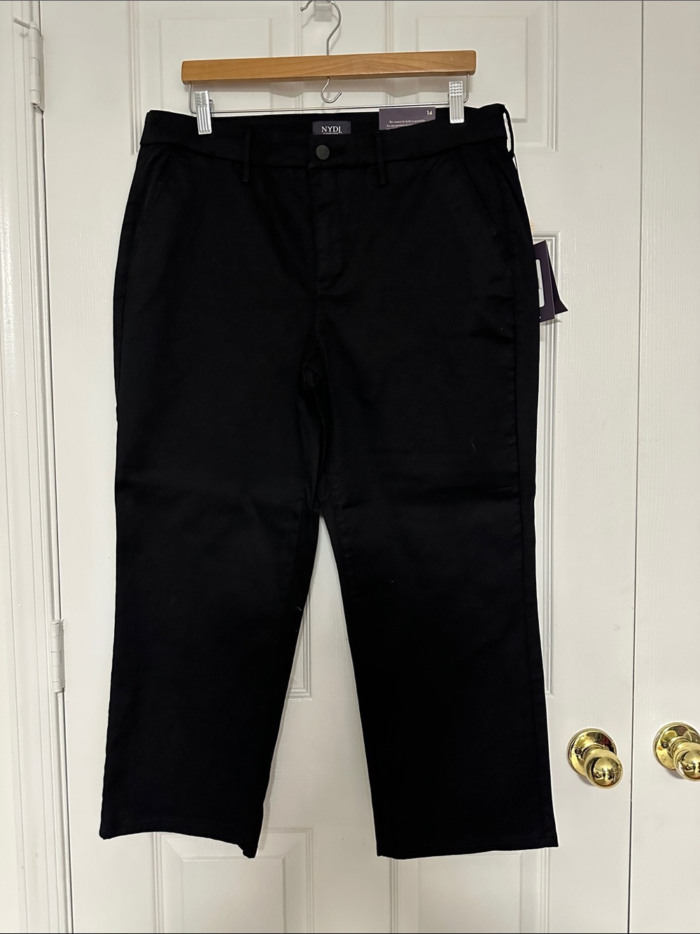 NYDJ Stretch Twill Piper Trouser, Black, Size 14